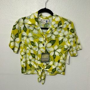 NWT IOLANI Made in Hawaii Women’s Floral Cropped Shirt